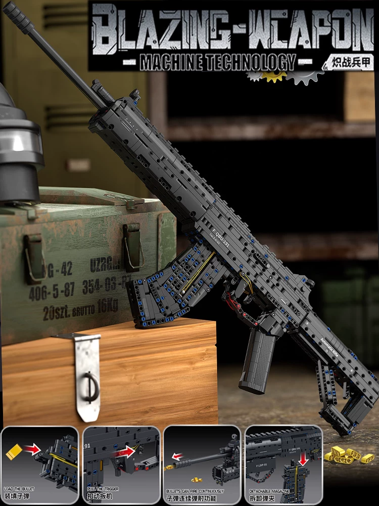 Building block gun MP5 can fire AWM high difficulty 98K sniper rifle puzzle toy for boys' birthday gift