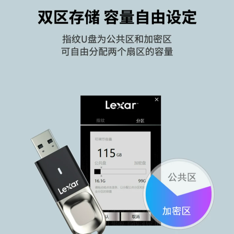 Lexus 64G -отпечаток отпечатка U, шифрование отпечатков пальцев, высокий скорость USB3.0 Флэш -память диск F35