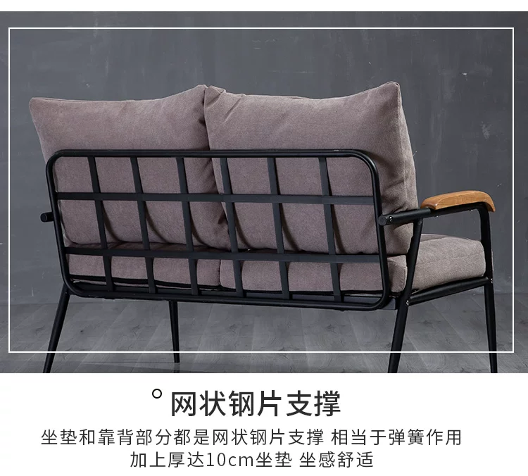 北欧布艺沙发小户型客厅双人三人位实木铁艺简约家俱休息区服装店