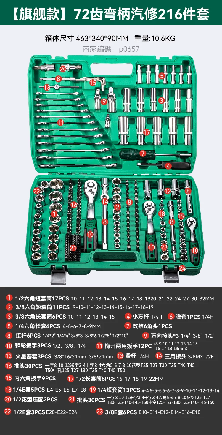 72 tooth auto repair tool set, auto repair toolbox, auto repair manual tool set, manual auto repair socket combination