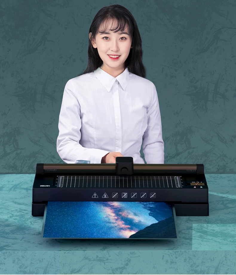 Deli Photo Shell Protection Machine 3-in-1 Multi functional with Paper Cutting Knife Sealing Machine Intelligent A3A4 Office and Home Photo Thermoplastic Coating Machine Adhesive Sealing Machine Commercial Sealing Machine Document Plastic Film