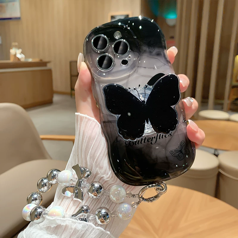 Apple, совместимый iPhone 16, мобильный телефон, защитный чехол, креативный iPhone15 Pro, трубка, iPhone15 Pro, модная волнистая защитная сумка, 16promax, изысканный стиль, iphone, защита при падении