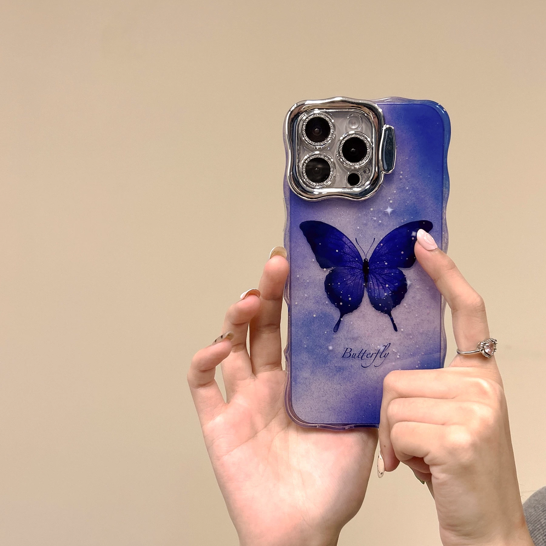 Apple, совместимый iPhone 16, мобильный телефон, защитный чехол, креативный iPhone15 Pro, трубка, iPhone15 Pro, модная волнистая защитная сумка, 16promax, изысканный стиль, iphone, защита при падении