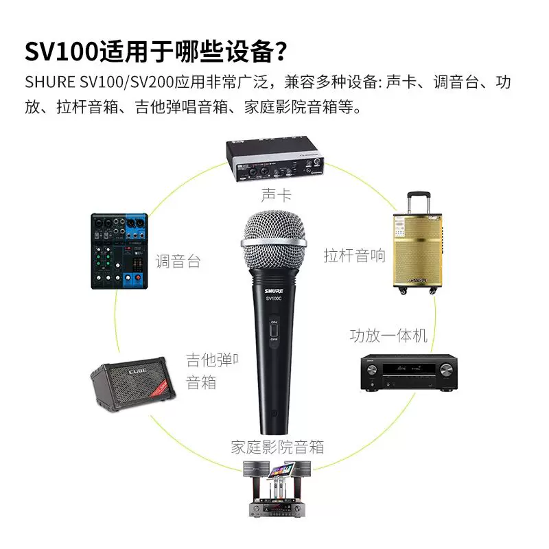 Проводной динамический микрофон Shure SV200 с настольным кронштейном