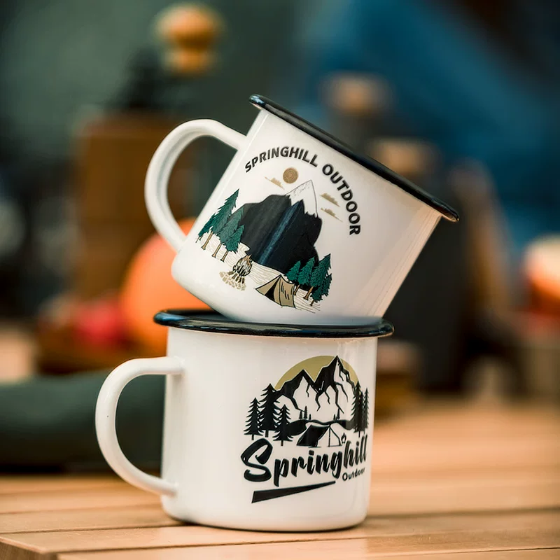Springhill Outdoor Camping Emamel Cup Nordic English Mark Cup Wild Belta Coffee Cup Cup Tea Cup