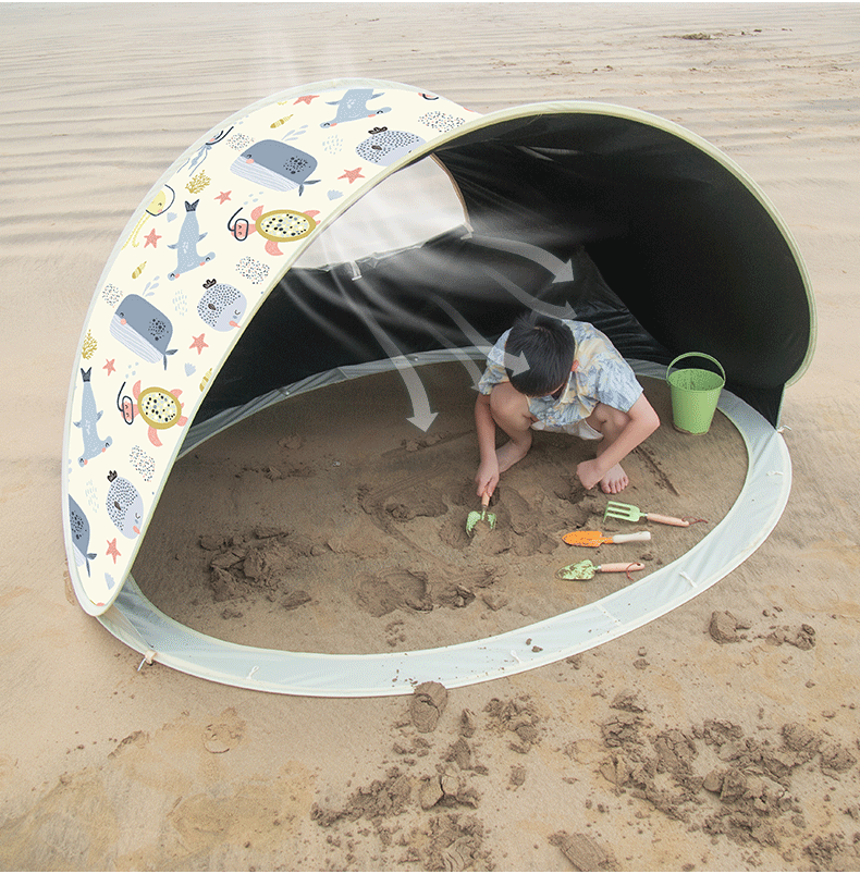Muche KOMMOT One Throw Quick Open Sunshade Beach Sunscreen Black Rubber Tent Beach Camping Children's Folding Portable