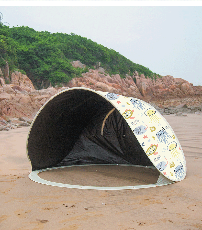 Muche KOMMOT One Throw Quick Open Sunshade Beach Sunscreen Black Rubber Tent Beach Camping Children's Folding Portable