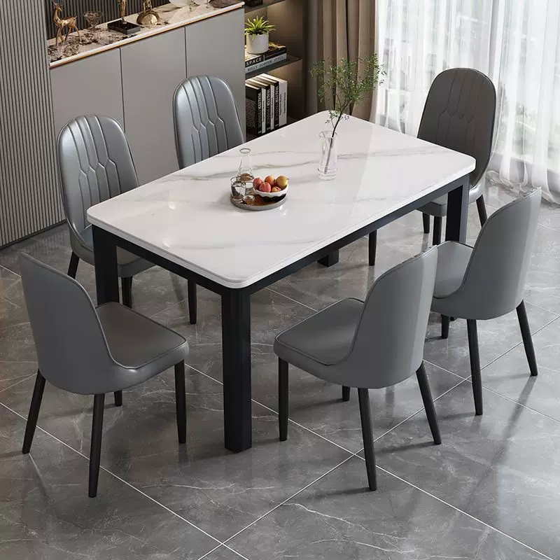 Tempered glass dining table and chair combination, modern and simple household dining table, dining room kitchen, living room table and chair combination