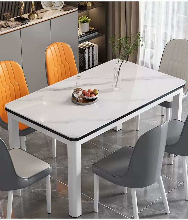 Tempered glass dining table and chair combination, modern and simple household dining table, dining room kitchen, living room table and chair combination