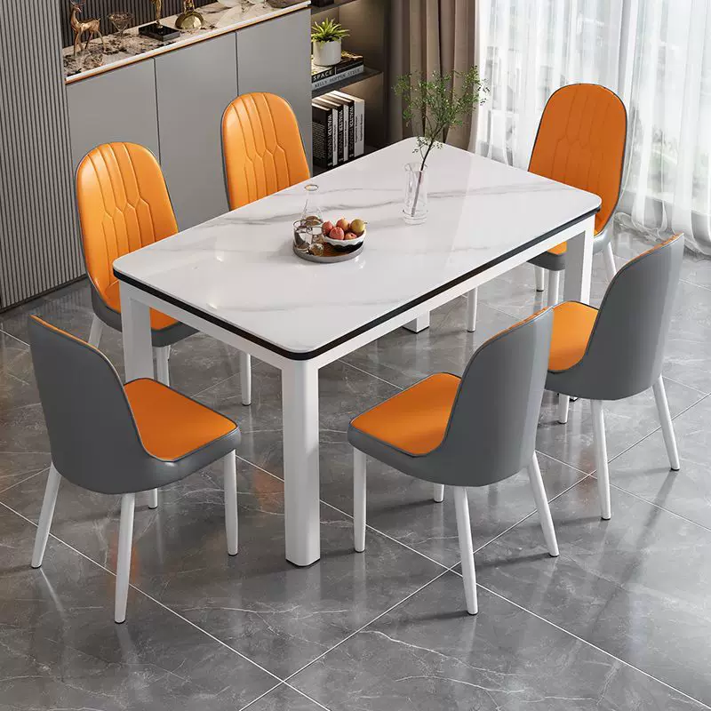 Tempered glass dining table and chair combination, modern and simple household dining table, dining room kitchen, living room table and chair combination