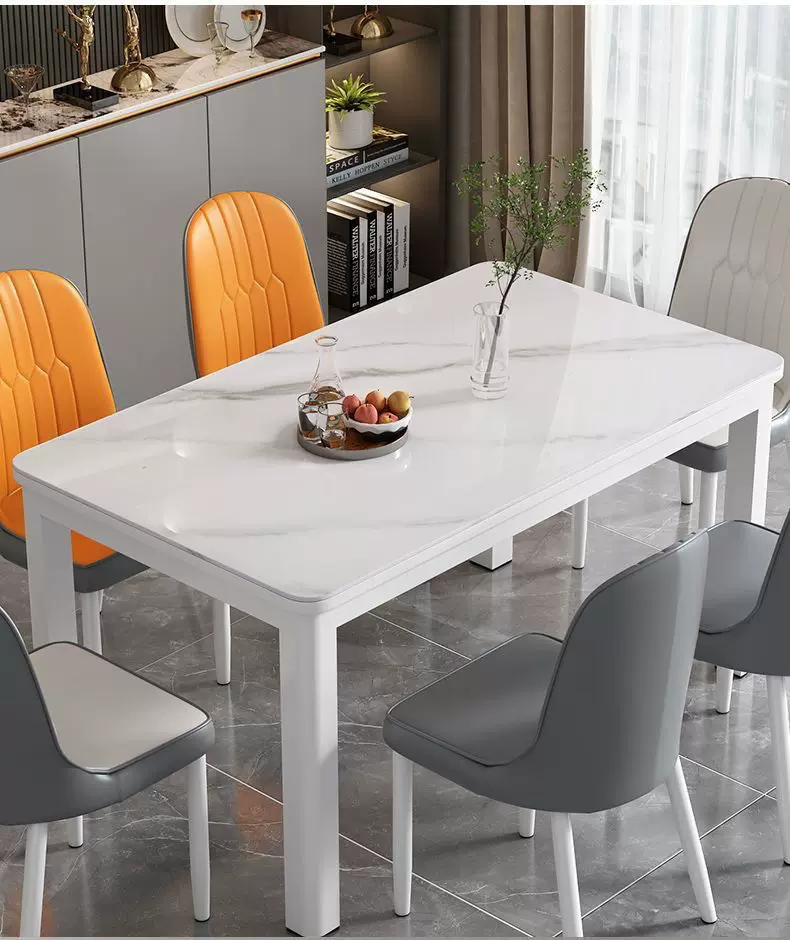 Tempered glass dining table and chair combination, modern and simple household dining table, dining room kitchen, living room table and chair combination