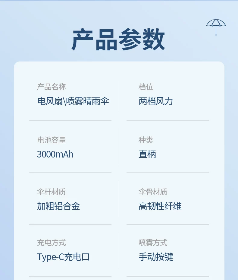 Зонт-трость Xiaopingtian с вентилятором и спреем