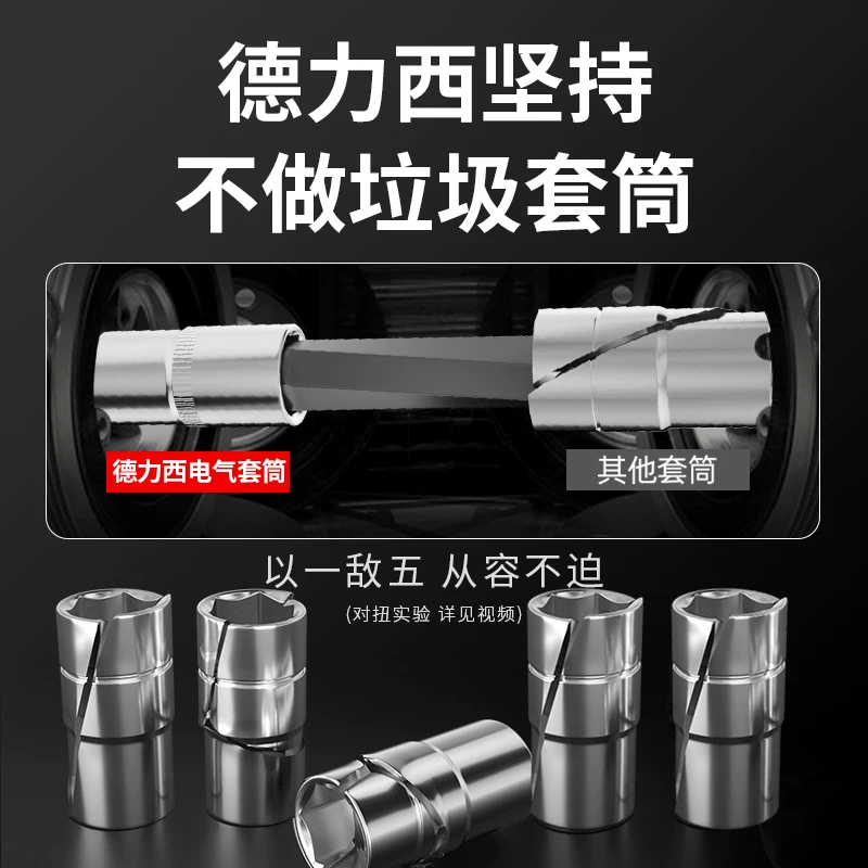 Delixi Auto Repair Tool Set Socket Wrench Ratchet Car Repair Combination Repair Box Multi functional 1/4 inch Socket Wrench