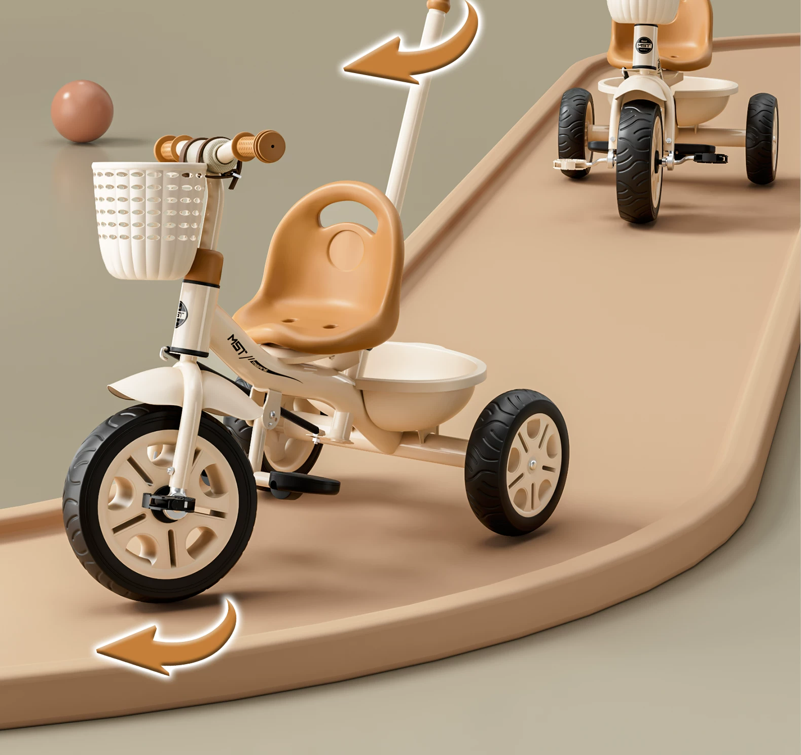 Miset children's tricycle, bicycle for children aged 1 to 3 to 6, baby stroller, handcart, bicycle