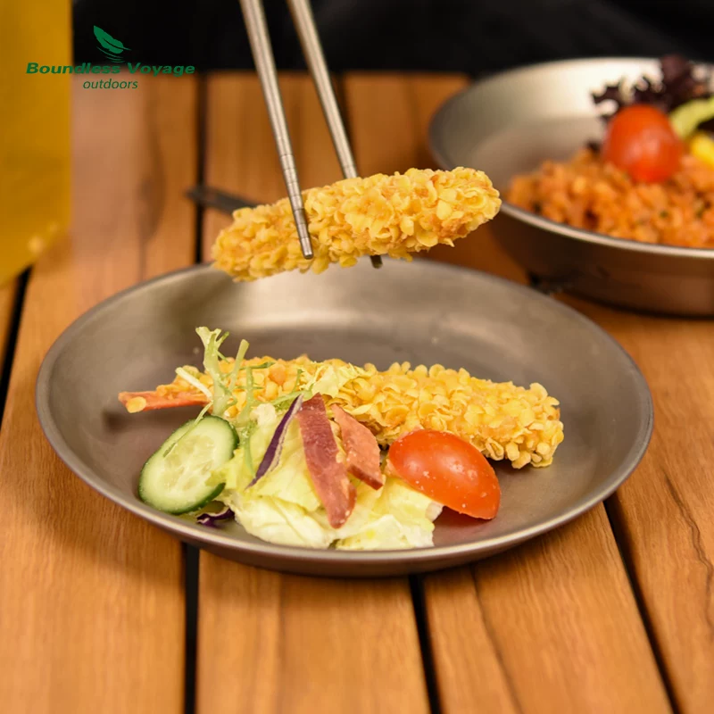 Biwei Pure Titanium Dish Dish Bound Bound, на открытом воздухе казармы блюдо из приправы на послание послание портативное салат для лагеря Dew Campad