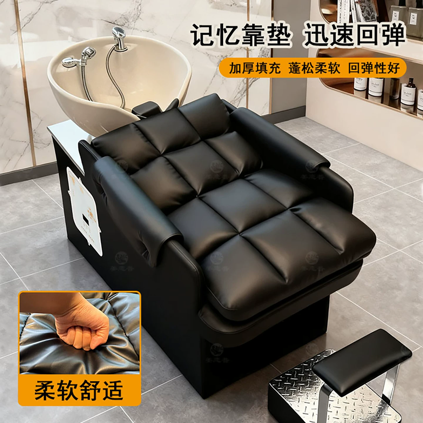 Hair washing bed, hair salon special integrated water heater, flushing bed, hair salon semi reclining energy-saving short hair ceramic basin