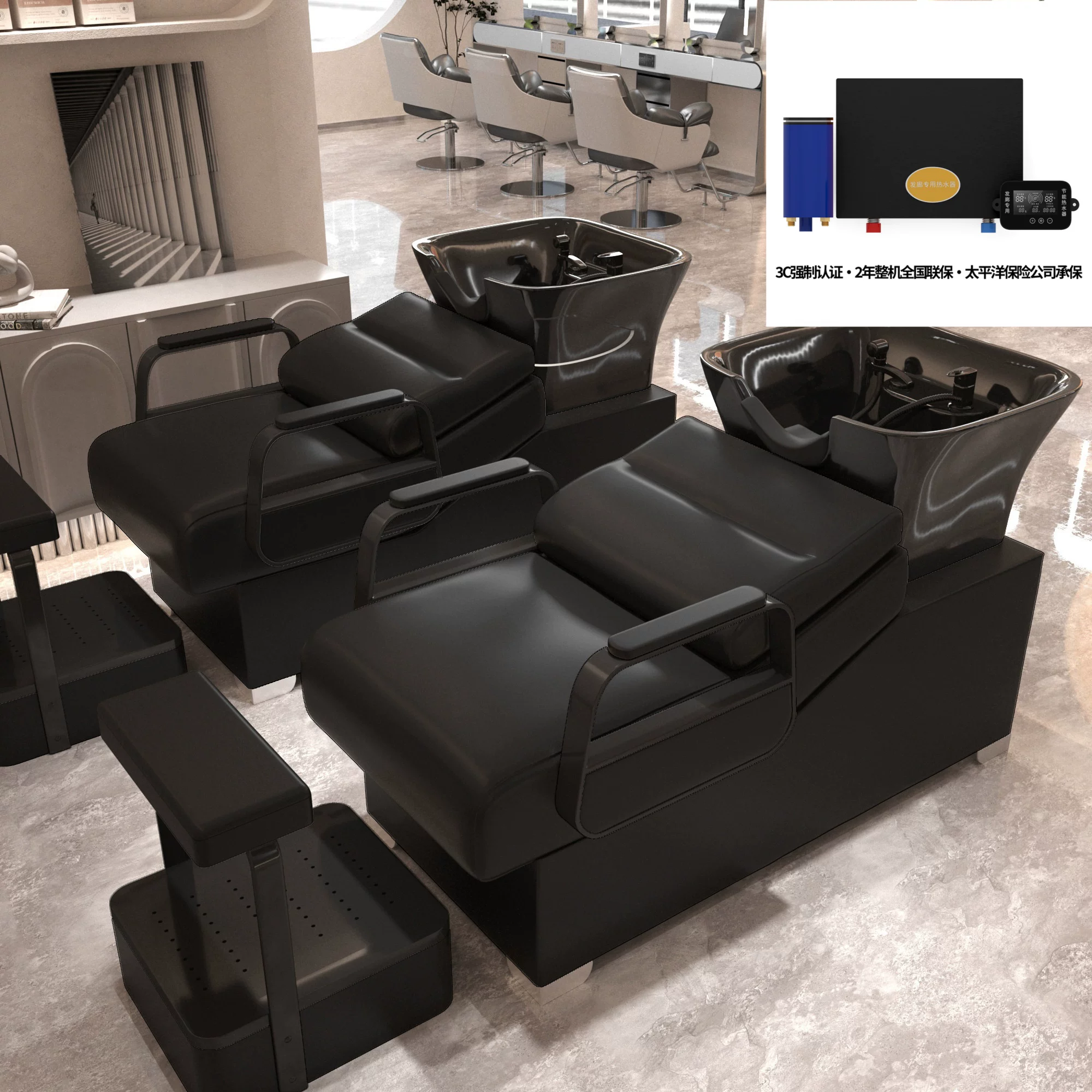 Li Bi shop shampoo bed, hair salon special semi lying flushing bed, high-end stainless steel ceramic deep basin hair salon special