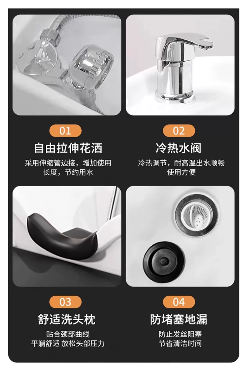 Li Bi shop shampoo bed, hair salon special semi lying flushing bed, high-end stainless steel ceramic deep basin hair salon special