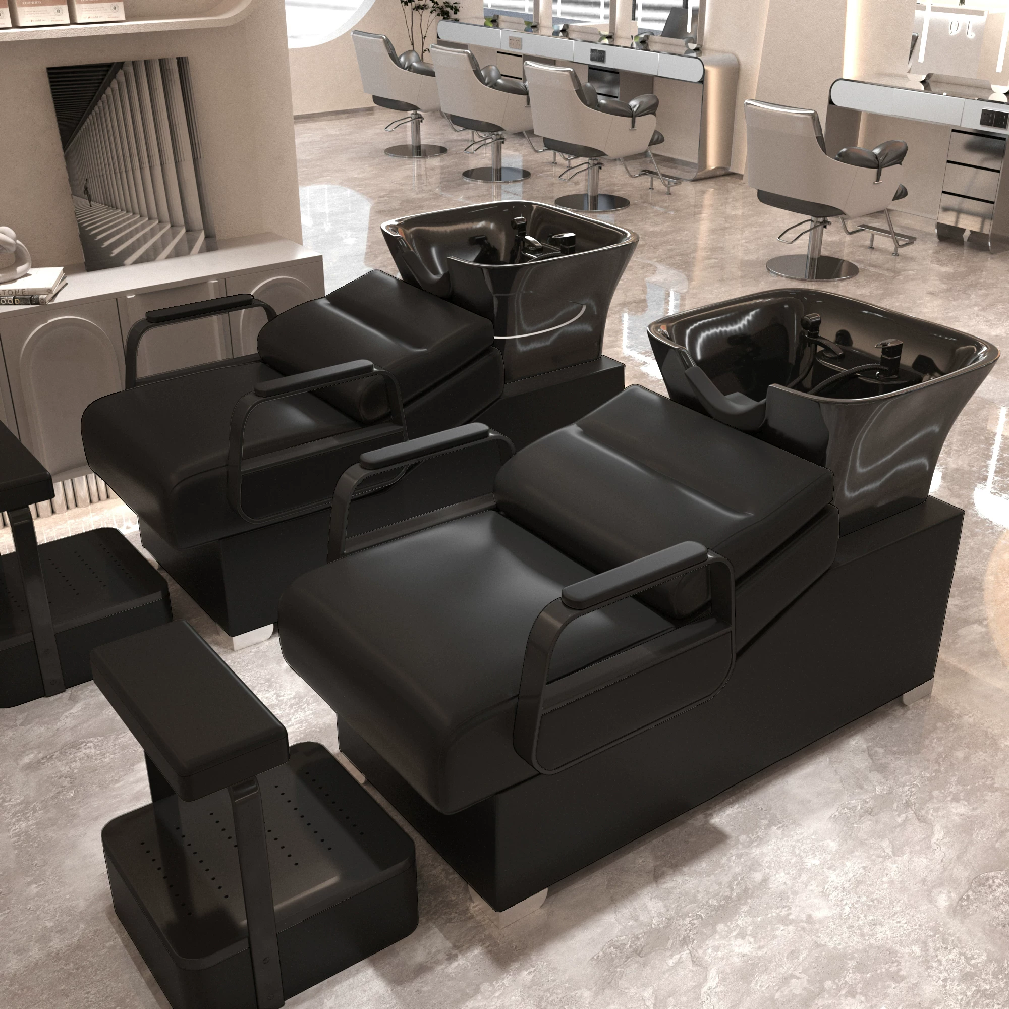 Li Bi shop shampoo bed, hair salon special semi lying flushing bed, high-end stainless steel ceramic deep basin hair salon special