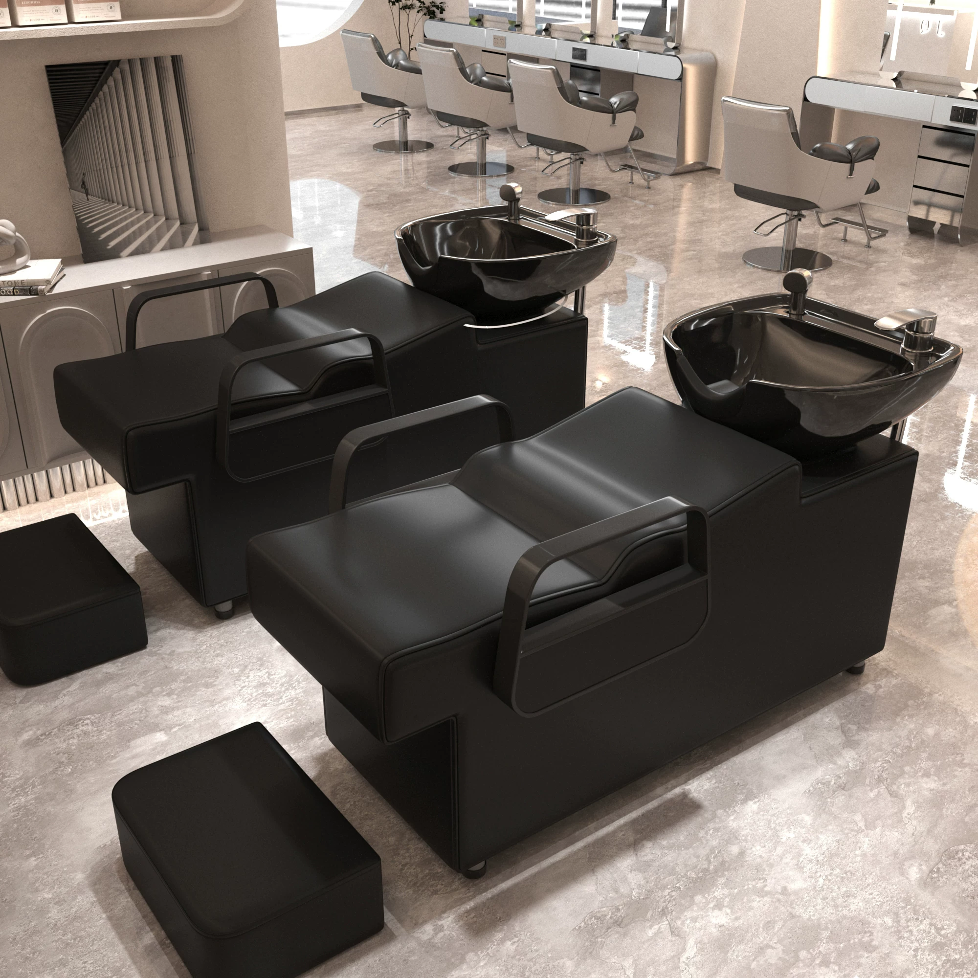 Li Bi shop shampoo bed, hair salon special semi lying flushing bed, high-end stainless steel ceramic deep basin hair salon special