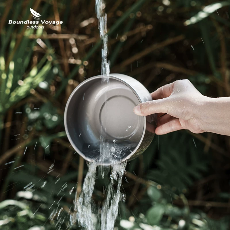 Biyi Pure Titanium Mowl Double -Layer Picnic Bowl Outdoor Barrachs Портативные открытые лагеря набор посуда набор для таблицы миска рисовая чаша для блюд чаши для салата для салата миски
