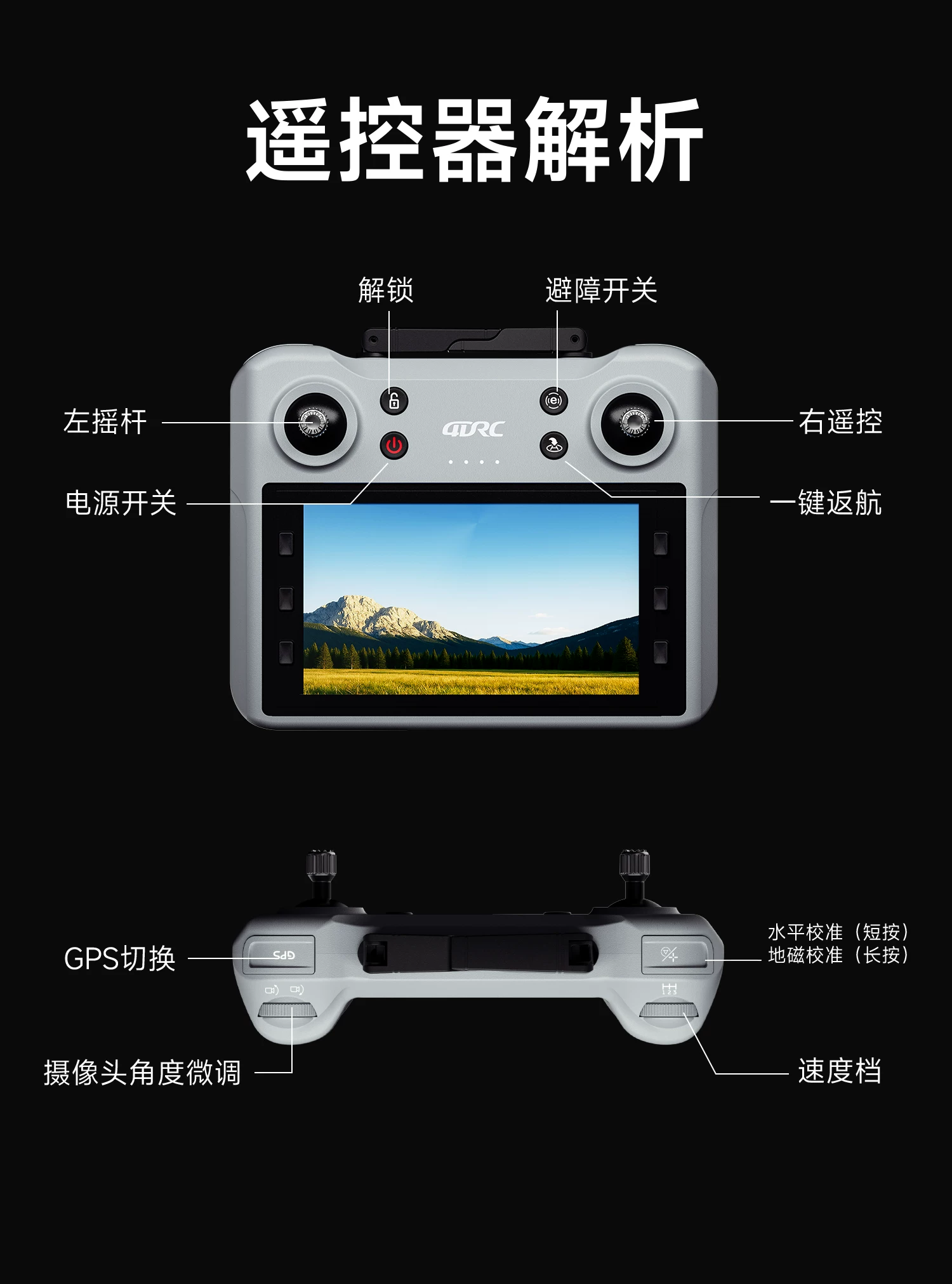 4DRC drone with built-in screen, entry-level aerial photography, high-definition professional GPS, automatic return 10000 meters, large brushless