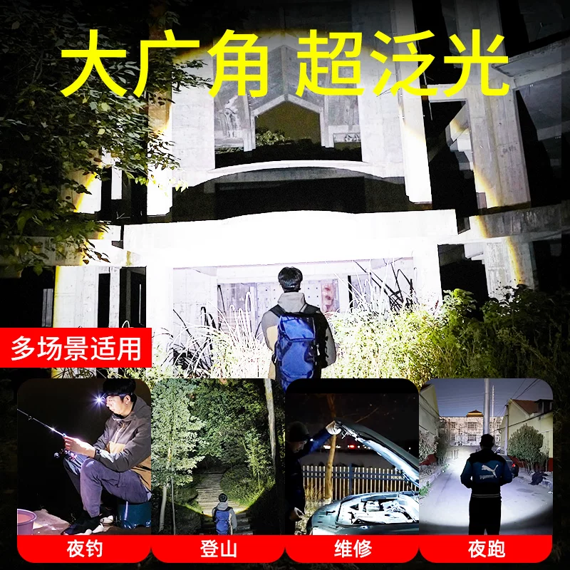 AUX headlights, strong light charging, ultra bright sensing, head mounted lighting, ultra long endurance, outdoor fishing, hiking, small size