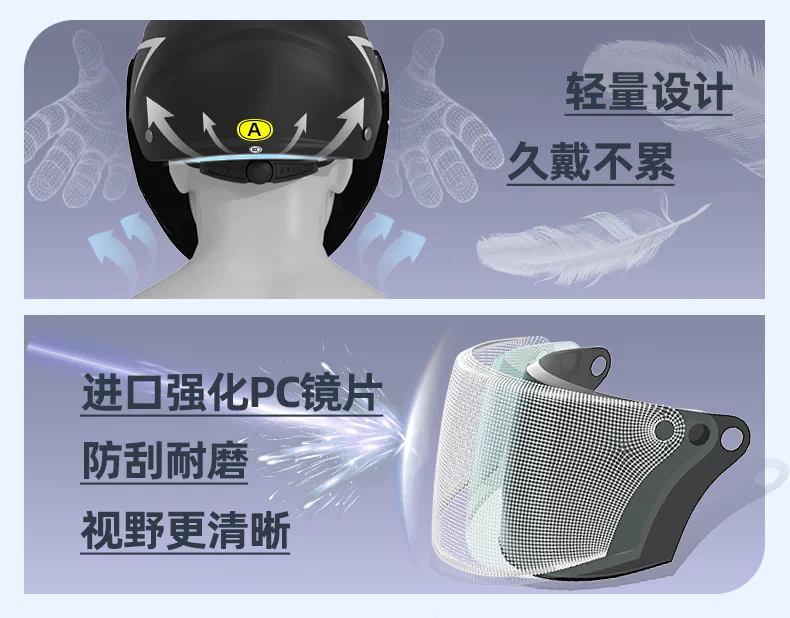 3C certified electric vehicle helmet, four season universal safety sunscreen ABS material, high-definition lens, 2025 new half helmet design