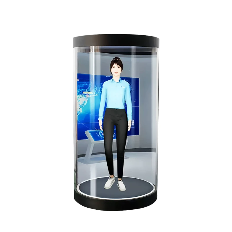 Цилиндрическая интерактивная голографическая витрина 3D с ИИ