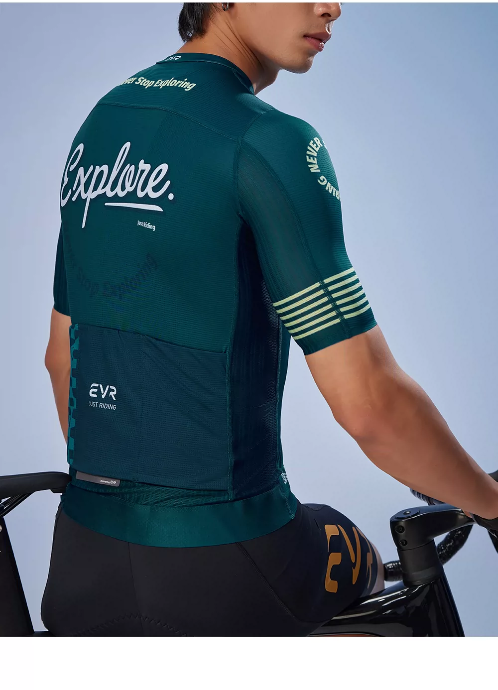EVR cycling suit men's summer road bike spring and autumn short sleeved top printed set quick drying explore