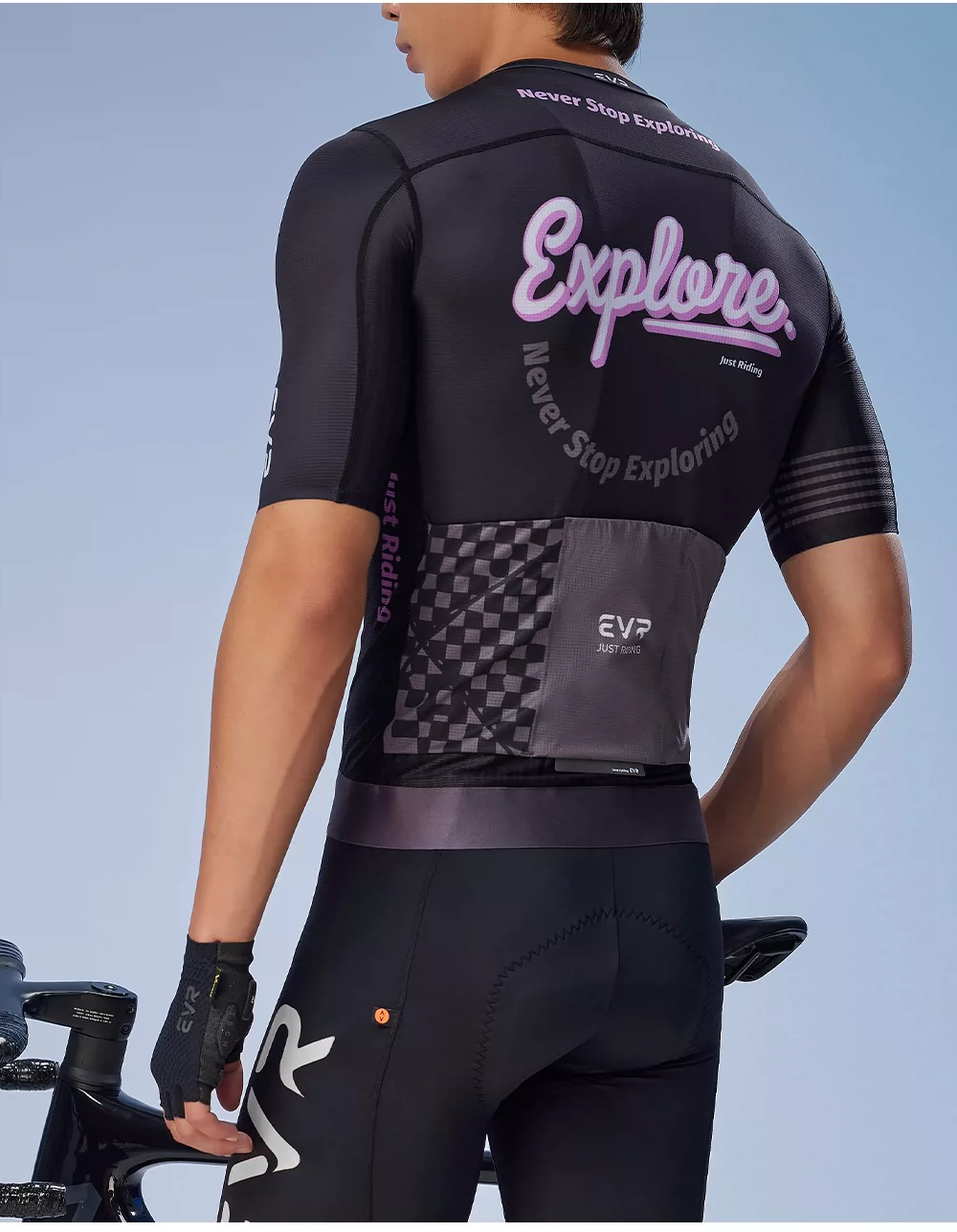 EVR cycling suit men's summer road bike spring and autumn short sleeved top printed set quick drying explore