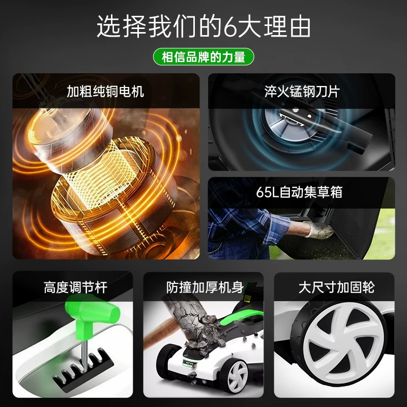 Yate New Electric Lawn Mower Lawn Trimmer Household Small Hand Push New Lithium Battery Mower