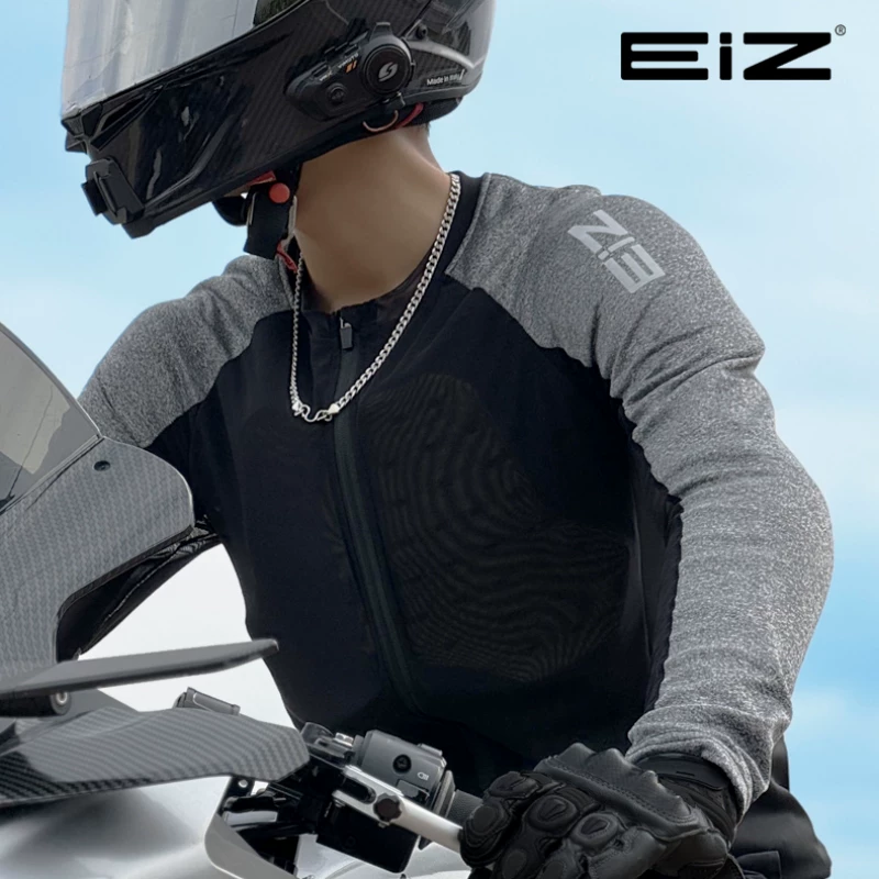 EIZ motorcycle armor suit for summer motorcycle travel, suitable for men and women, anti fall and breathable CE2 certified protective gear, commuting and off-road dual-use cycling suit EX-01 black gray armor suit