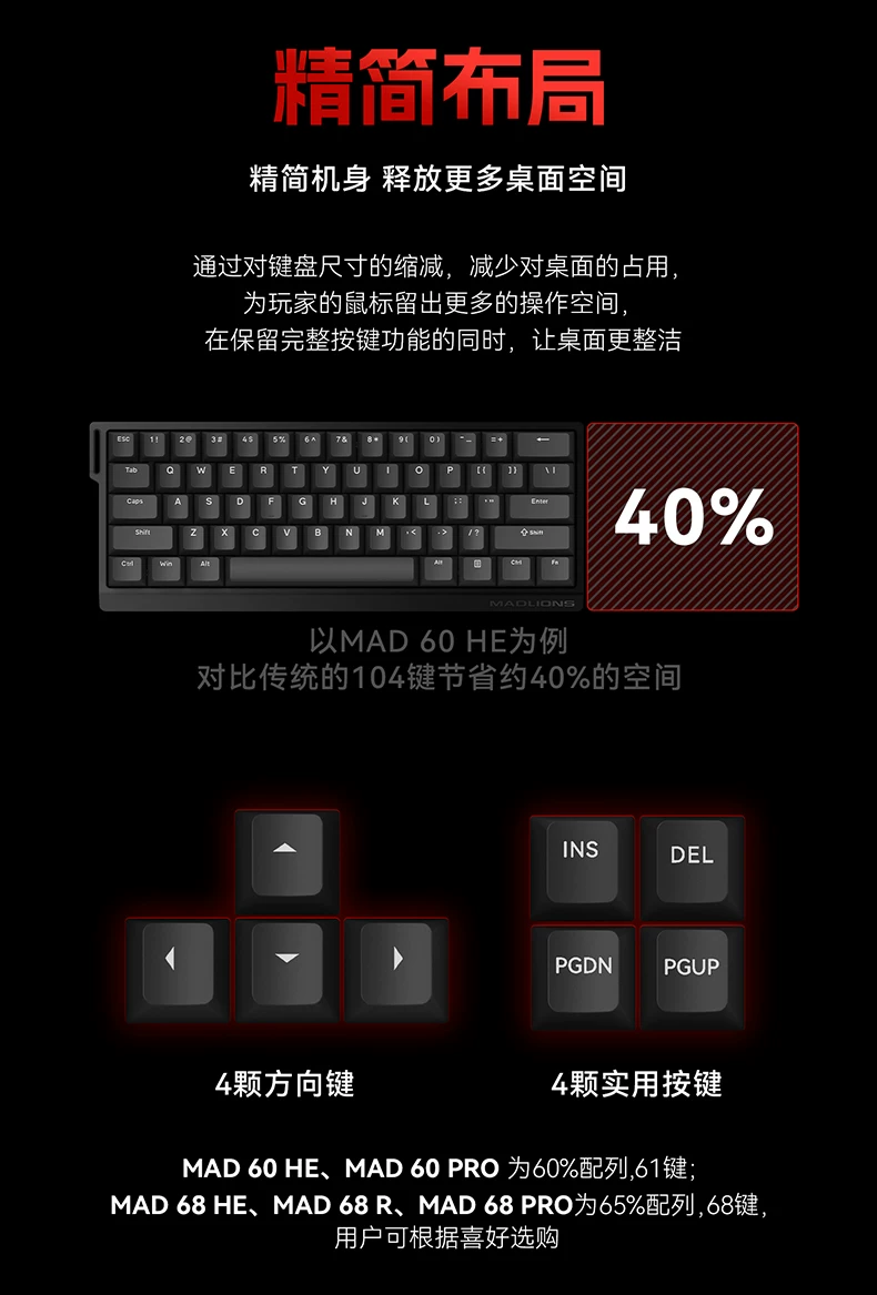 Megalion MAD60/68 HE Gaming Magnetic Axis Keyboard MAD68pro Gaming Specific Mechanical Keyboard 61/68 Keys