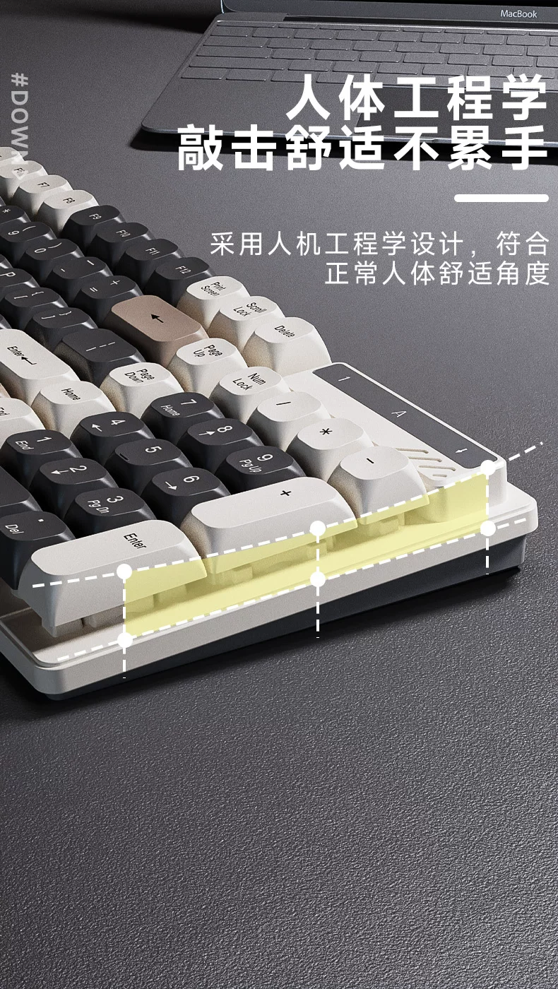 Leilin Suspension Mechanical Touch Keyboard Mouse Set Wired Film Silent Office Gaming PC