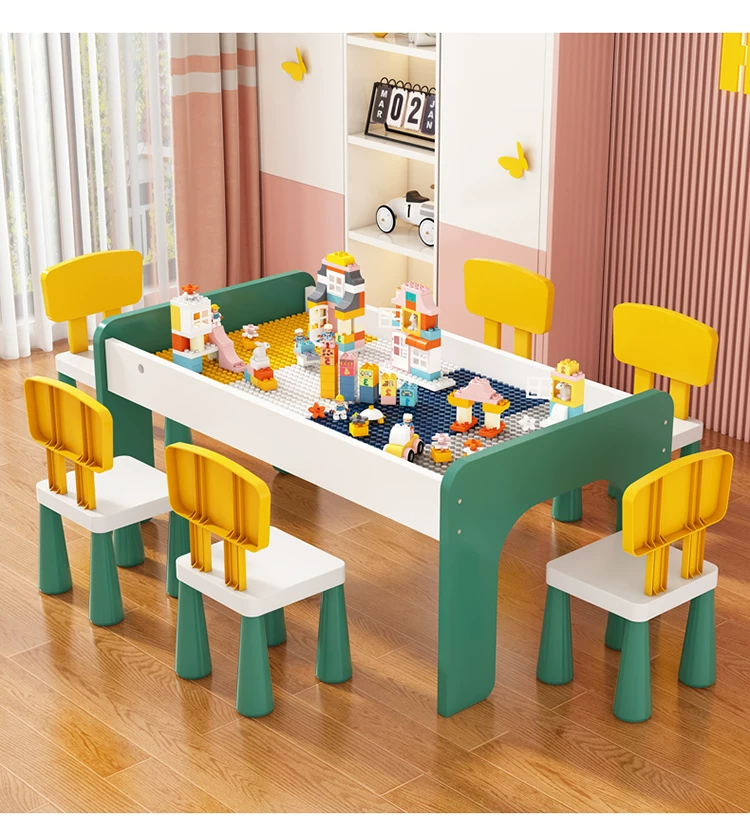 Children's Building Blocks Table Large Particle Male and Female Baby Puzzle Assembly Large Size Wooden Multi functional Toy Table