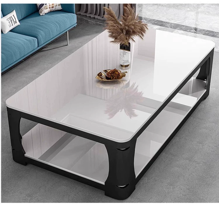Tea table, living room, small household, simple and modern, resembling marble, tempered glass, rectangular tea table, tea table table