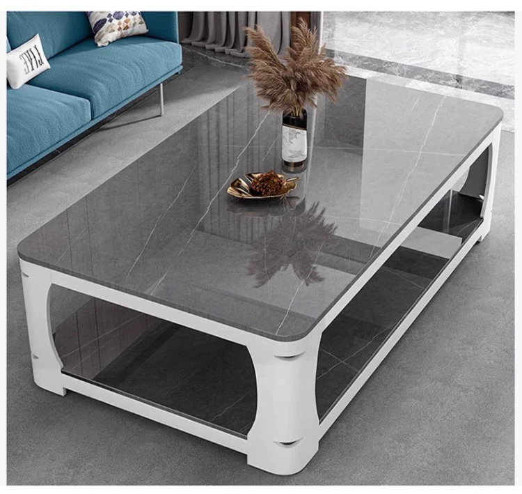 Tea table, living room, small household, simple and modern, resembling marble, tempered glass, rectangular tea table, tea table table