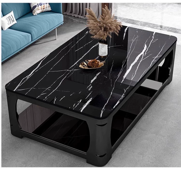 Tea table, living room, small household, simple and modern, resembling marble, tempered glass, rectangular tea table, tea table table