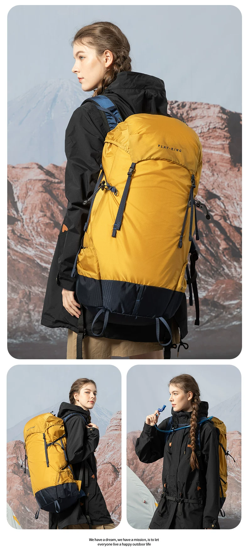 轻便专业登山包男防水大容量户外徒步运动露营冲顶旅行双肩背包女