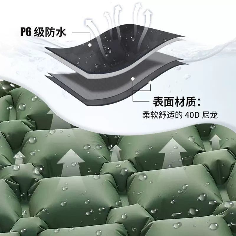 Outdoor ultra light inflatable mattress with foot cushion, outdoor tent sleeping pad, portable hiking camping single air mattress