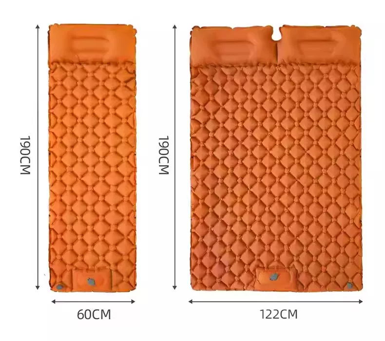 Outdoor ultra light inflatable mattress with foot cushion, outdoor tent sleeping pad, portable hiking camping single air mattress