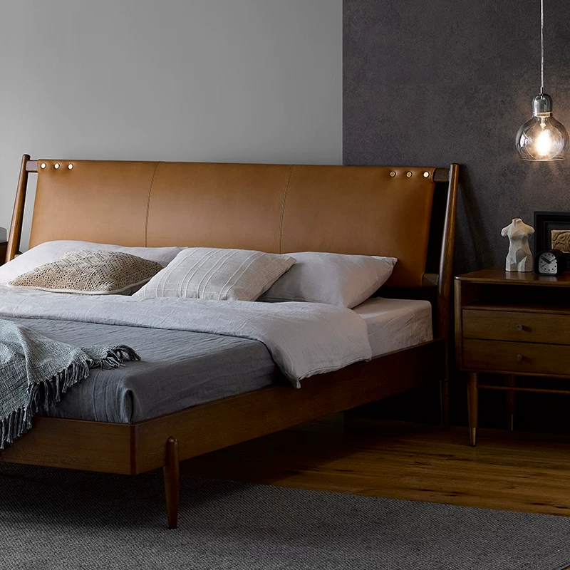 Kena Kona/Nordic Light Luxury Leather Leather Modern Simple Creative Hold Follow Gavel Maine Mode Good Good Good Wood Bed z z
