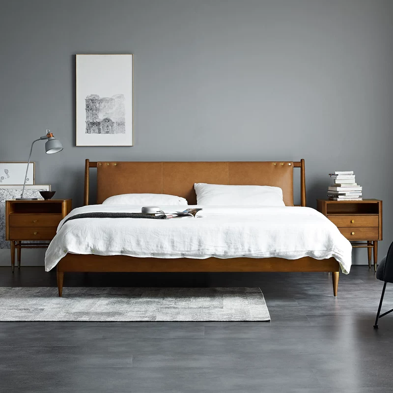 Kena Kona/Nordic Light Luxury Leather Leather Modern Simple Creative Hold Follow Gavel Maine Mode Good Good Good Wood Bed z z