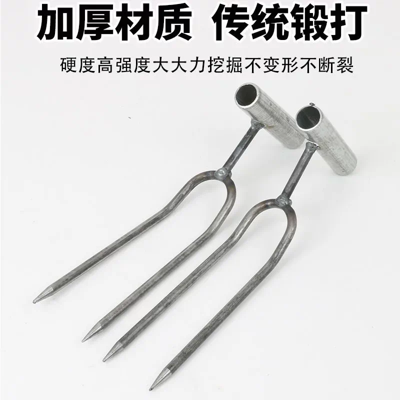 Handheld two toothed shovel for loosening soil, gardening artifact for planting vegetables, flowers, fertilizing, weeding tools, soil breaking artifact
