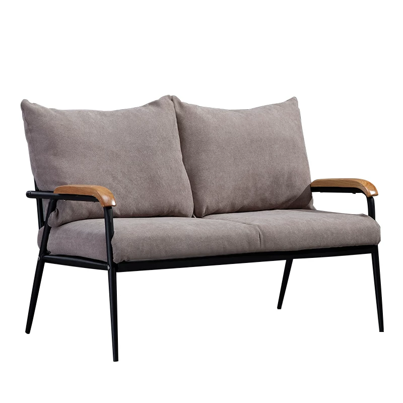 Double Room Fanchen Nordic Fabric Sofa Small House Living Room Solid Wood Iron Art Simple Modern Set Frame Bedroom