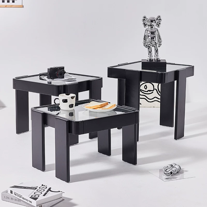Aison Land Glass Coffee Lable High и Low Commity Devel Square Simple Modern Living Room Небольшой диван квартиры рядом с несколькими столами