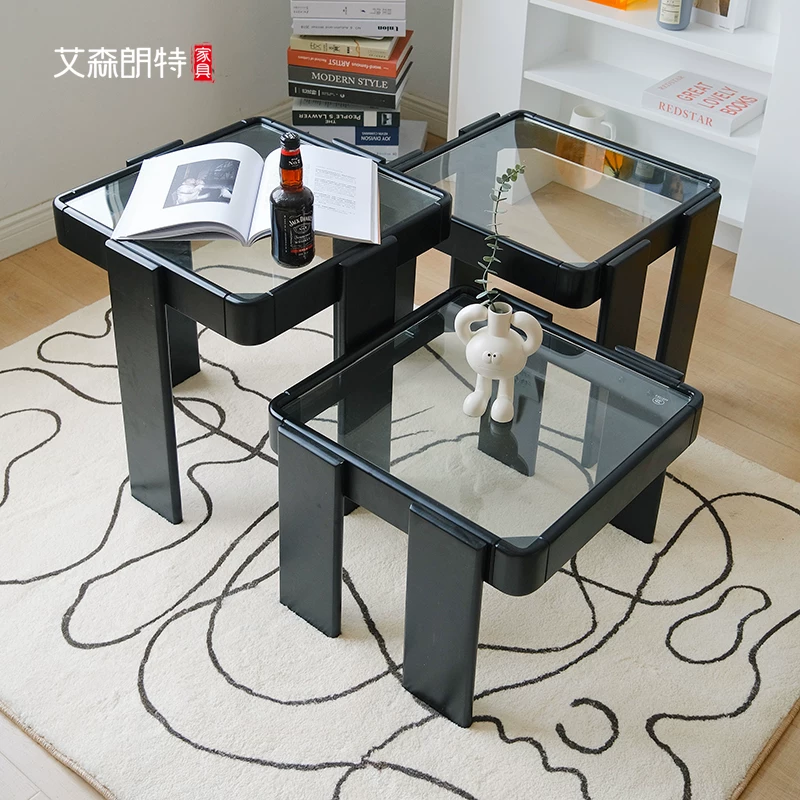 Aison Land Glass Coffee Lable High и Low Commity Devel Square Simple Modern Living Room Небольшой диван квартиры рядом с несколькими столами
