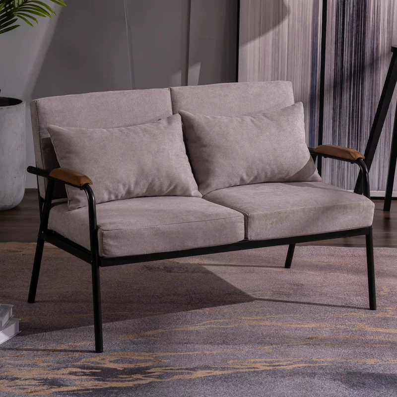 Nordic minimalist fabric sofa, living room, small unit, wrought iron, single, double, bedroom, women's simple, light luxury chair, industrial style