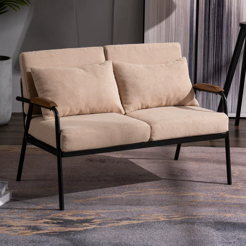 Nordic minimalist fabric sofa, living room, small unit, wrought iron, single, double, bedroom, women's simple, light luxury chair, industrial style
